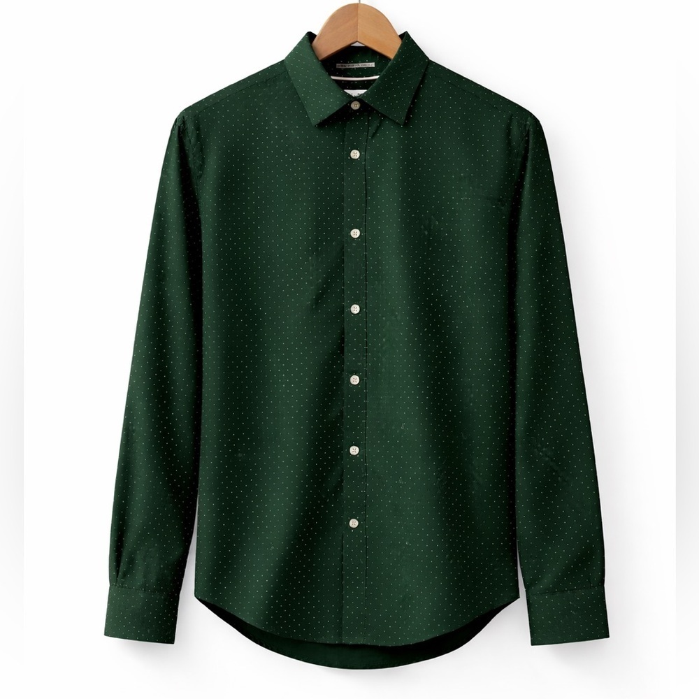Original Penguin Heritage Slim Fit Green Micro Dot Button Down Men’s Medium